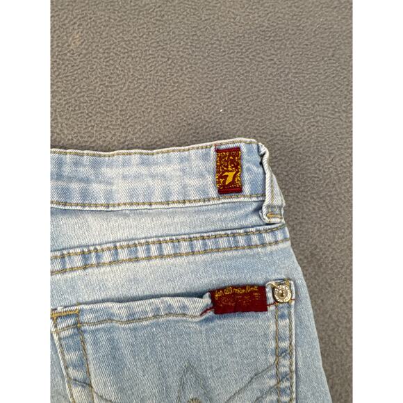 7 For All Mankind Denim Bermuda Shorts Size 7 Medium Wash - Picture 3 of 6
